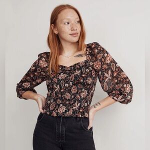 Madewell Lucie smocked floral blouse